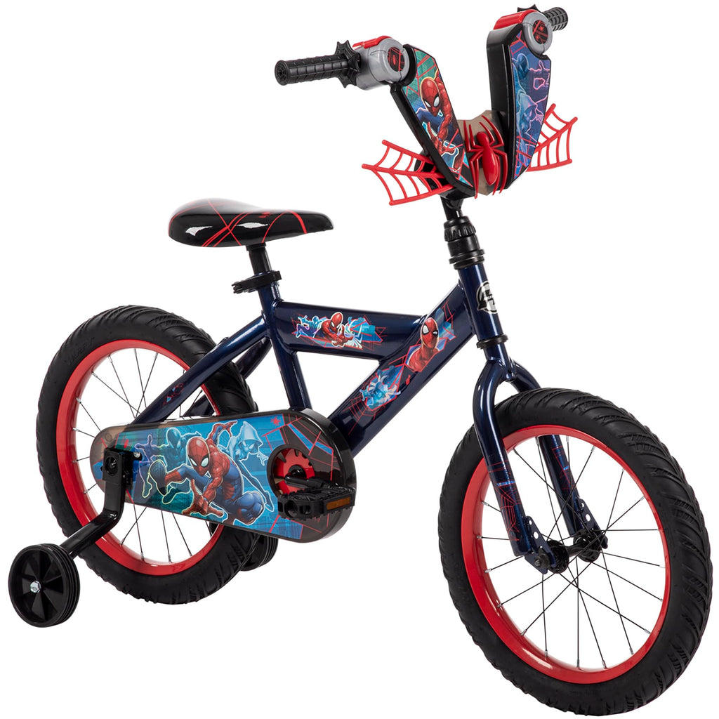 Huffy Marvel Spiderman 16 Inch Kid'S Bike, Ideal For Ages 4-6 Years Old, Training Wheels Included, Quick Connect Assembly, Fun A