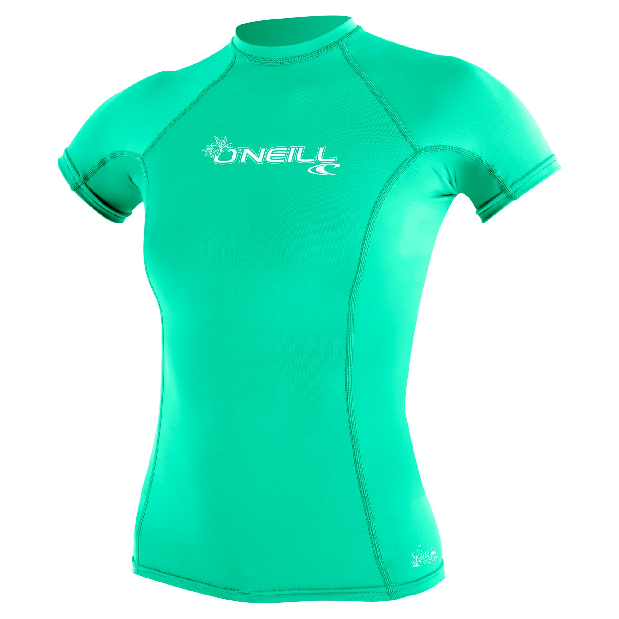 ONeill Womens Basic Skins UPF 50+ Short Sleeve Rash Guard, Seaglass, M