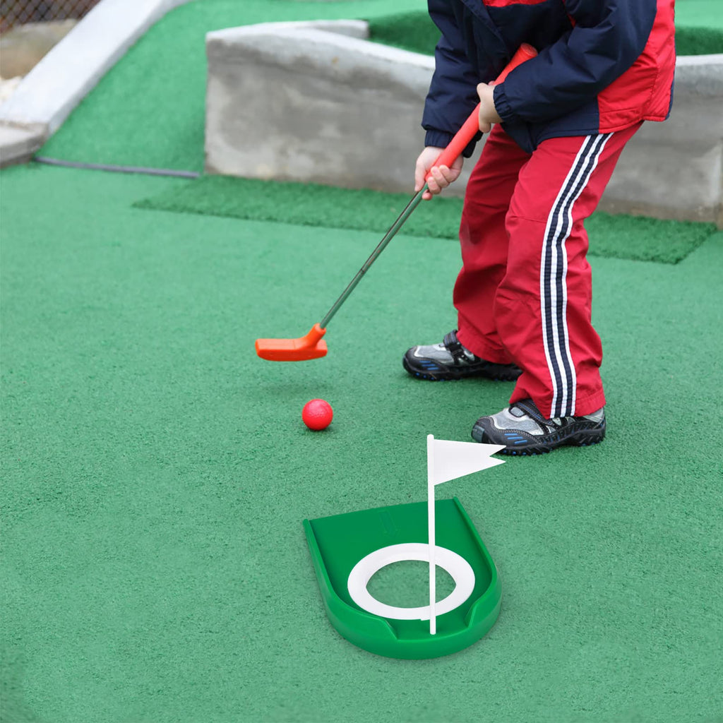 Hooqict 2 Pack Golf Putting Cup With Flag Indoor Practice Training Aids Plastic Golf Putting Hole Putter Regulation Cup For Kids