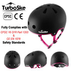 Turboske Skateboard Helmet, Bmx Helmet, Multi-Sport Helmet, Bike Helmet For Kids, Youth, Men, Women (Black&Pink, L/Xl (22.8''-24