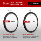 Fincci Pair Of Bike Tires 26 X 1.95 Inch 50-559 Foldable 60 Tpi All Mountain Enduro Tire For Mtb Hybrid Bike Bicycle - 26X1.95 M