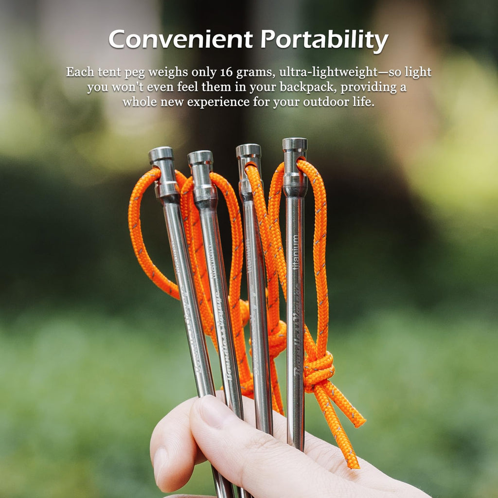 Ibasingo 8Pcs/Lot Titanium Alloy Pegs Camping Tent Stakes Portable Tent Nails For Picnic Hiking Backpacking A-Ti4005P