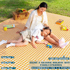Extra Large Picnic Blanket Beach Blankets, 80''X80'' Picnic Mat Waterproof Sand Proof Foldable Portable For Outdoor Camping Hiki