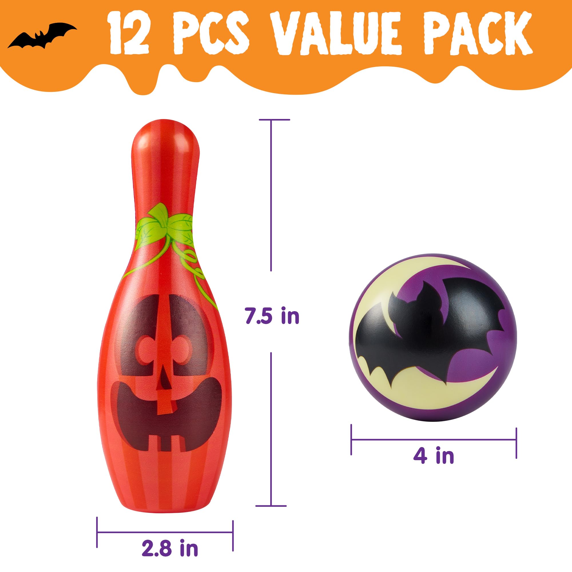 Joyin Halloween Foam Bowling Set For Kids Toys Party Supplies, Get-Together Party, Game Day Events, Indoor Outdoor Party, Birthd