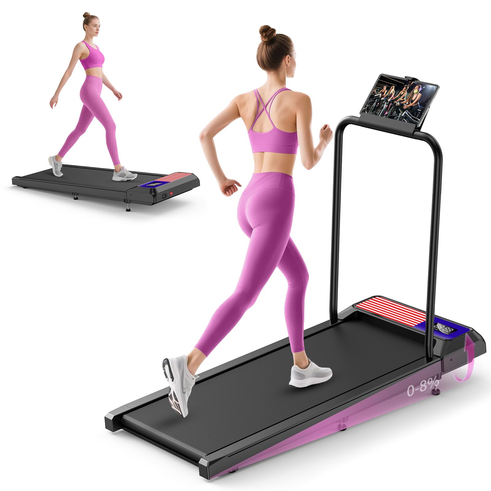 Walking Treadmill With Removable Handle,2.5Hp Portable Treadmills For Home And Office, 270Lbs Capacity Under Desk Treadmill With