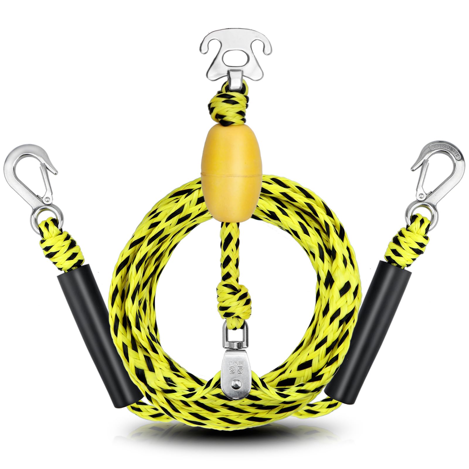 Boat Tow Harness For Tubing, Heavy-Duty 13Ft Self Centering Tow Rope Up To 4 Riders With Float Ball, Stainless Steel Hooks And P