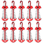 Tobwolf 10Pcs Red Deck Anchor Pegs With Carabiners, Windproof Aluminum Deck Tie Down Spring Tent Stakes, Camping Outdoor Fishbon