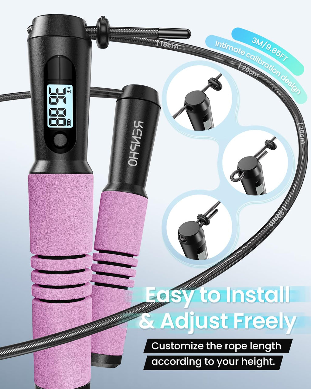 Renpho Smart Jump Rope With Counter, Fitness Skipping Rope With App Data Analysis, Workout Jump Ropes For Home Gym, Crossfit, Ju