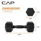 CAP Barbell 12 LB Rubber Coated Hex Dumbbell Hand Weight - Single | Black Handle