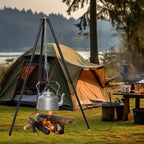 Caroyino 21-Inch Campfire Tripod, 47-Inch Five-Position Telescopic Camping Tripod With Adjustable Suspension Chain, Camping Trip