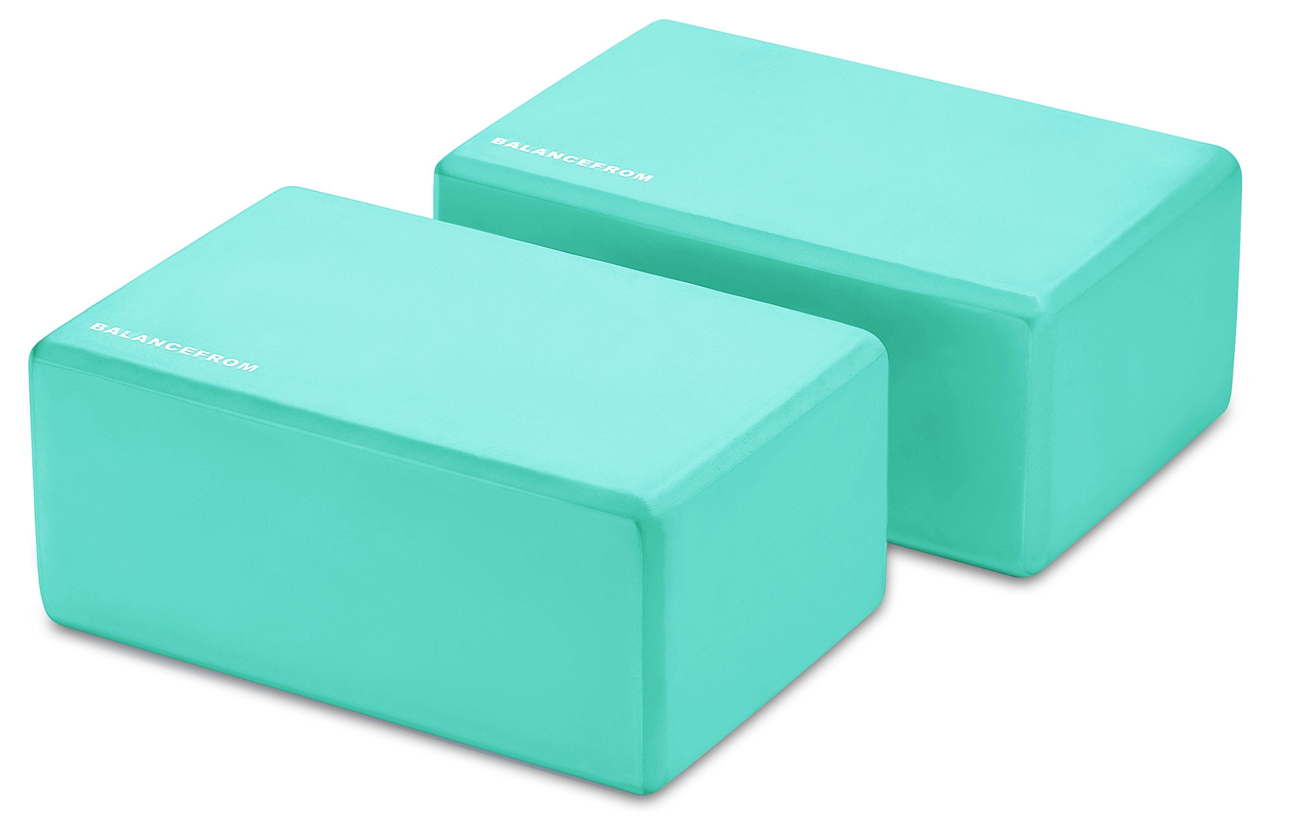 Fitvids Set Of 2 High Density Yoga Blocks, 9''X6''X4'' Each, Pair (Green)