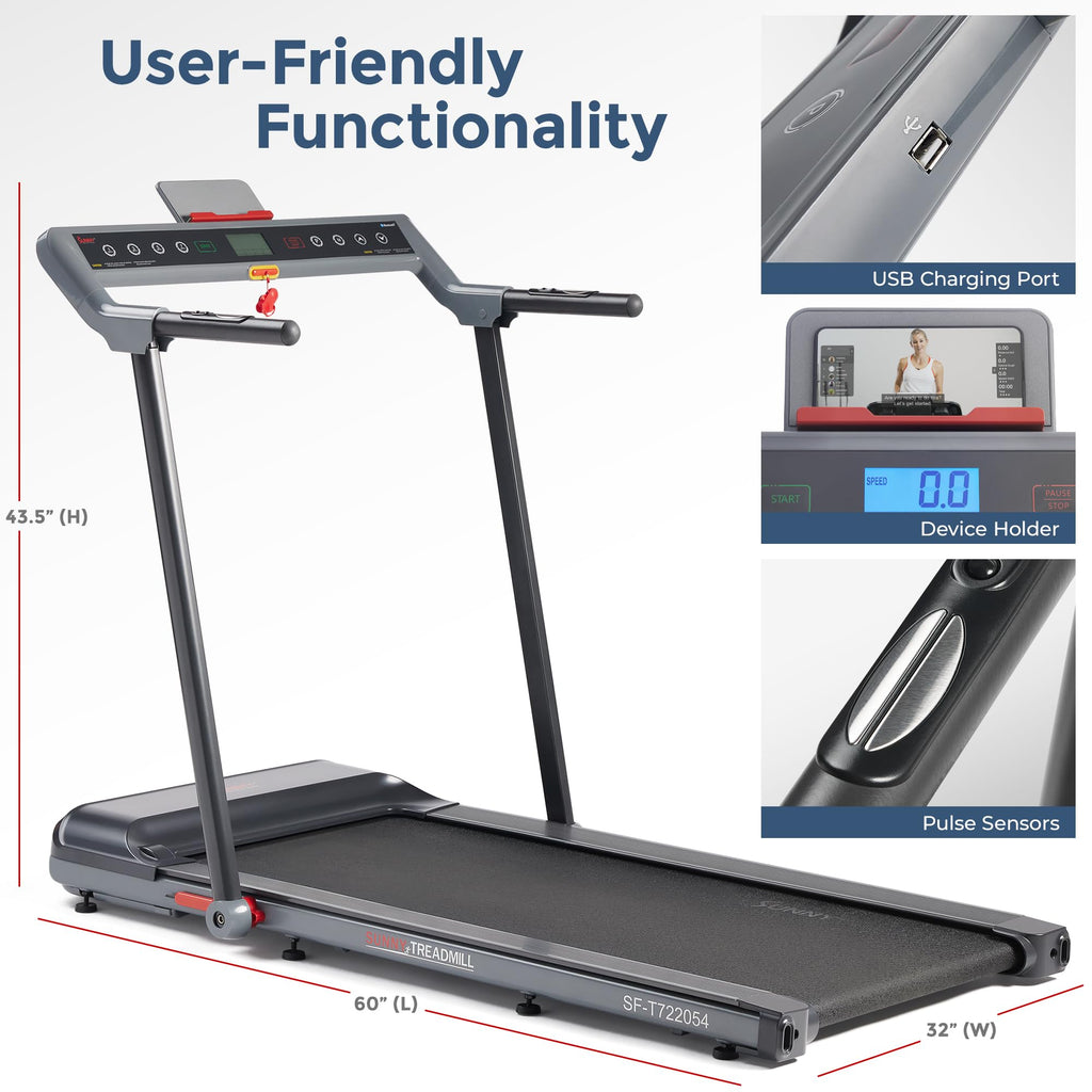Sunny Health & Fitness Pegasus Smart Treadmill with 20    Wide Running Belt and Customizable Workout Programs, Bluetooth Connect
