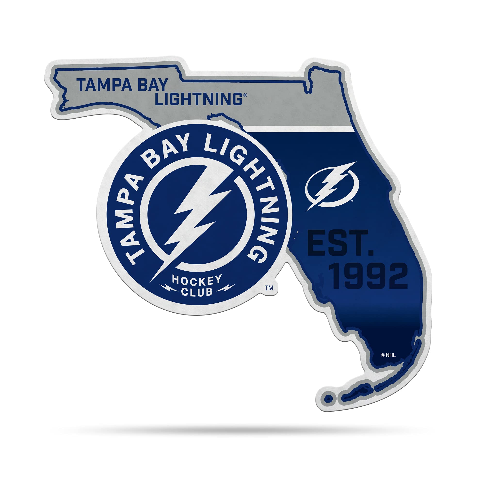 Rico Industries Nhl Tampa Bay Lightning State Shape Shape Cut Pennant - Home And Living Room D  Cor - Soft Felt Ez To Hang 18X0.