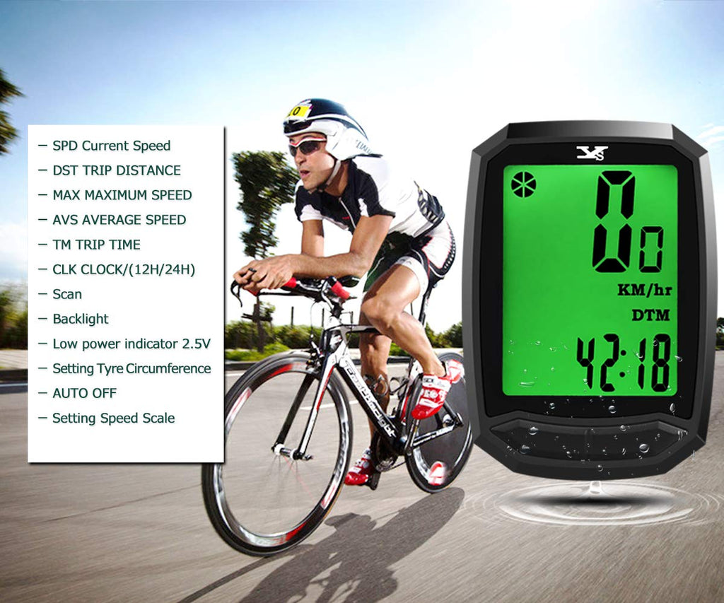 Bicycle Speedometer Waterproof Wireless Cycle Bike Computer Bicycle Odometer With Lcd Display  Multi-Functions