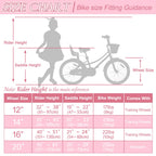 Glaf Girls Bike For 2-12 Years Old 12 14 16 20 Inch Toddlers And Kids Bike With Training Wheels & Doll Seat Girls Boys Bicycle,A