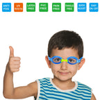 RUIGAO Kids Swim Goggles Age 2-6, Toddler Goggles No Hair Pull,UV Protection/Anti Fog/Padded HeadBand (1PK Kids -Blue Fish)