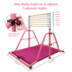 Glant Gymnastics Bar For Kids With Swing Set, 8 Heights Adjustable Easy Folding Gymnastic Training Bar Kids Monkey Horizontal Ba