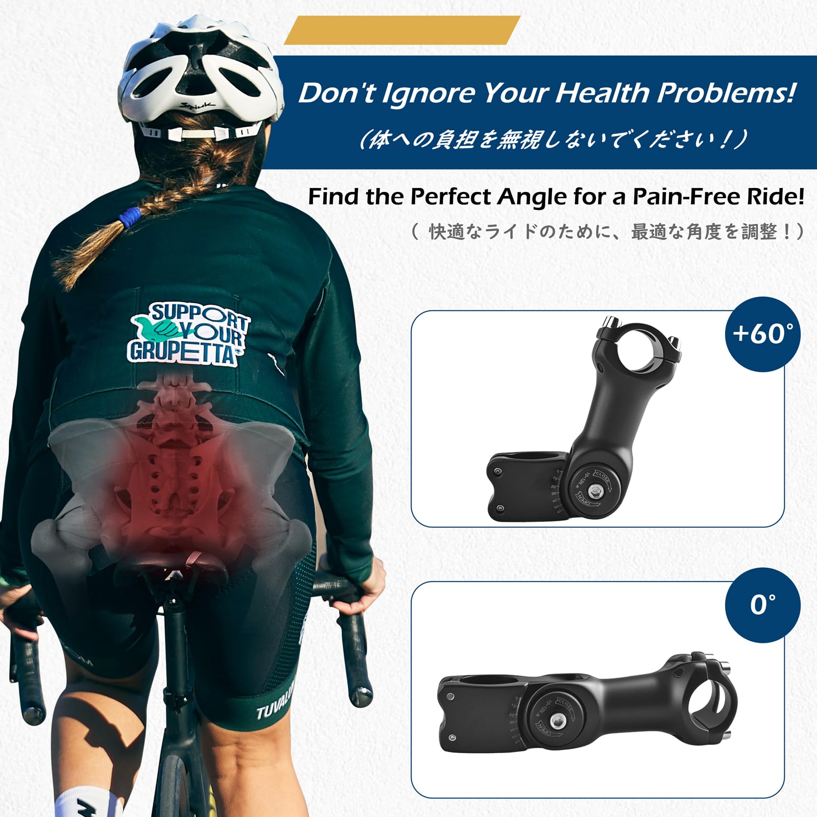 Triwonder Bike Stem 25.4 31.8 Adjustable 60 Degree 90Mm 110Mm 130Mm Bike Handlebar Extender Stem Riser Bicycle Handle Bar Extens