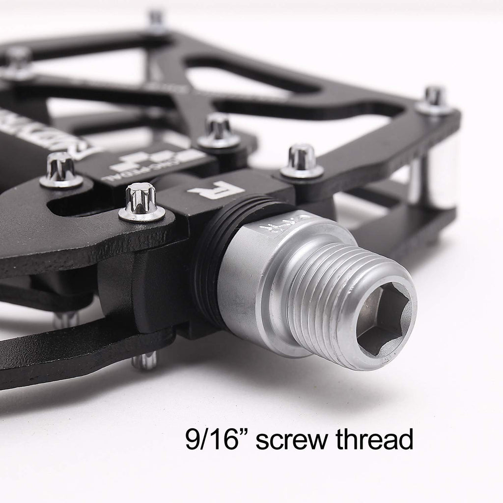Mzyrh Mountain Bike Pedals, Ultra Strong Colorful Cnc Machined 9/16'' Cycling Sealed 3 Bearing Pedals(Black 3 Bearings)