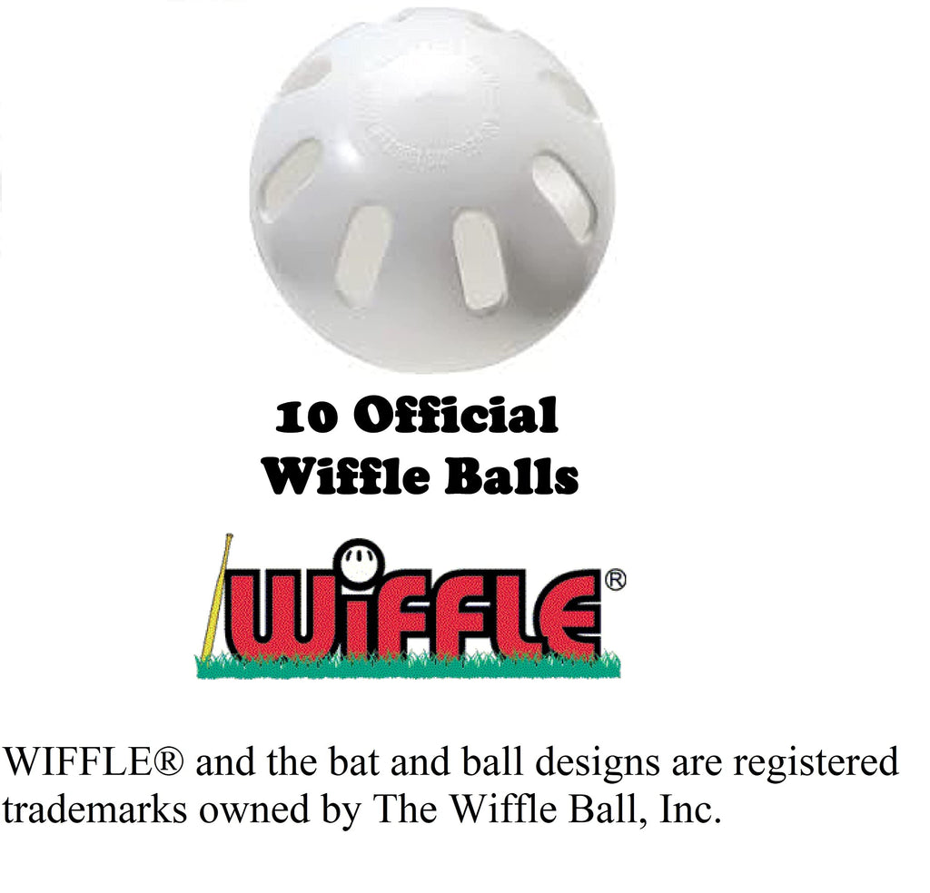 Wiffle Ball And Bat Combo Set, 10 Wiffle Balls Baseballs, 2 Bats, 1 Roll Bat Tape, And Pitching Guide
