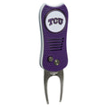 Team Golf Ncaa Tcu Horned Frogs Retractable Divot Tool With Double-Sided Magnetic Ball Marker, Features Patented Single Prong De