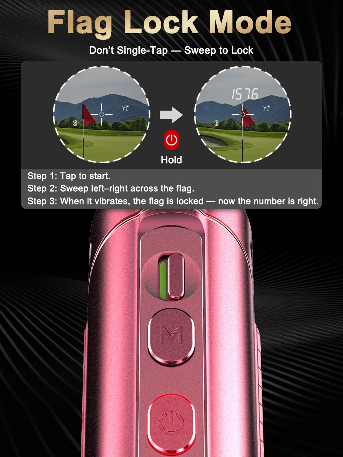 Golf Rangefinder with Slope - 1300Y Golf Range Finder, Flag Lock Mode | 7X Zoom, Strong Magnet Mount, Anti-Glare LCD, USB-C Rech