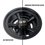 Nokins Golf Cart Ss Wheel Covers Hub Caps For Most Golf Carts 8 Inch(Set Of 4) Chrome Finish, Classic Ss 5-Spoke Style (Black)