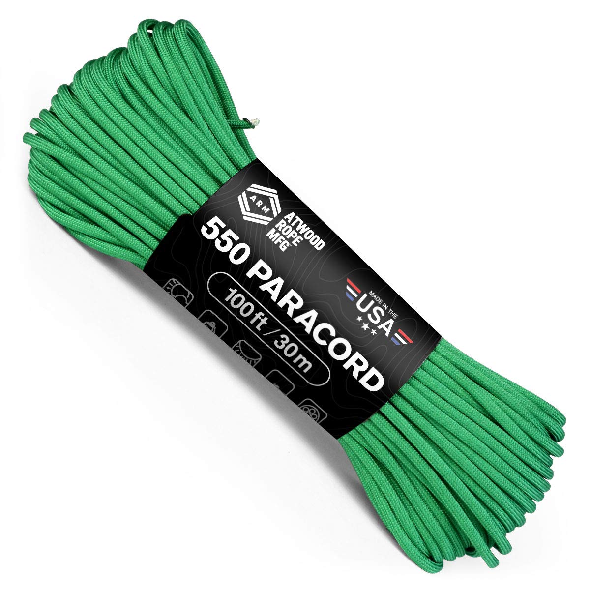 Atwood Rope MFG 550 Paracord 100 Feet 7-Strand Core Nylon Parachute Cord Outside Survival Gear Made in USA | Lanyards, Bracelets