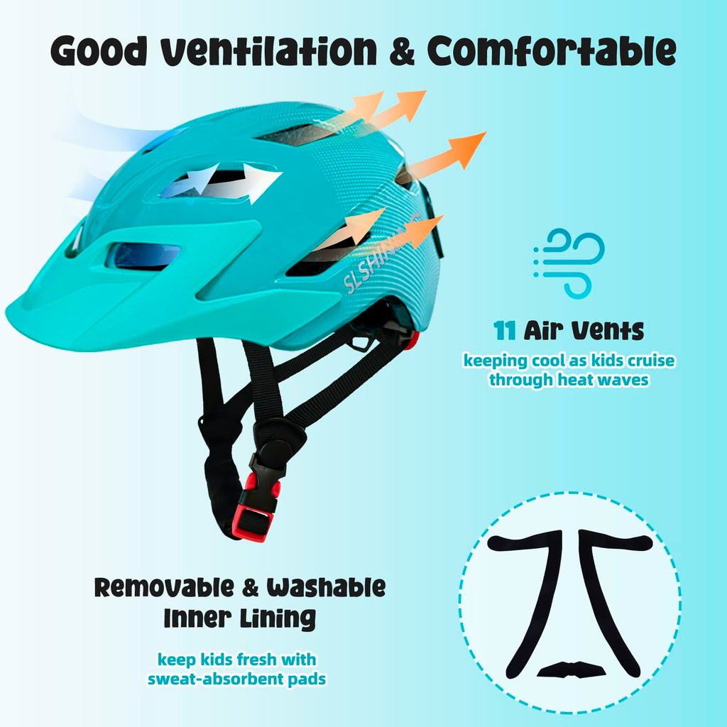 Kids Bike Helmet With Led Display, Size Adjustable Smart Bicycle Helmet With Remote Control, 63 Patterns, 11 Air Vents, For Skat