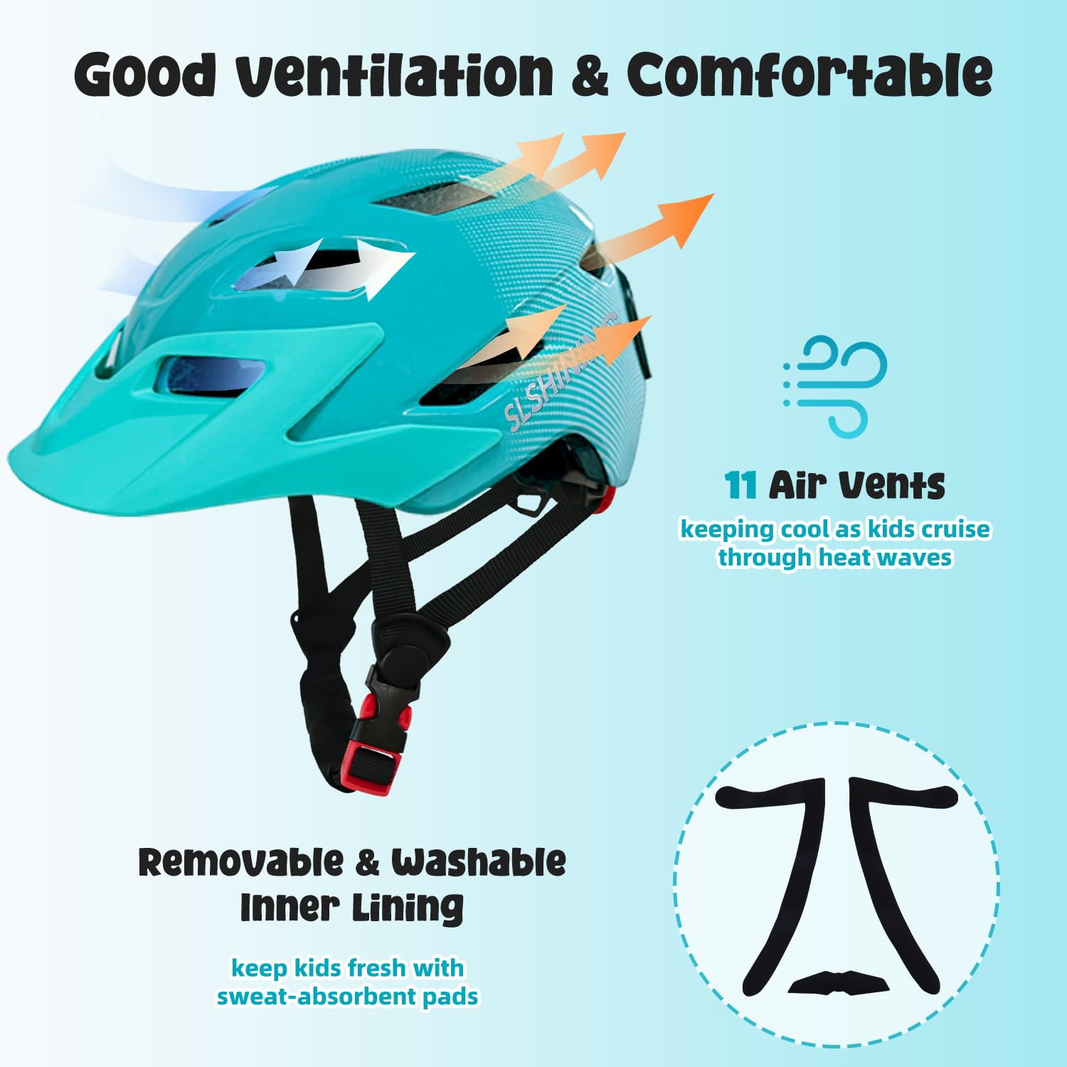 Kids Bike Helmet With Led Display, Size Adjustable Smart Bicycle Helmet With Remote Control, 63 Patterns, 11 Air Vents, For Skat