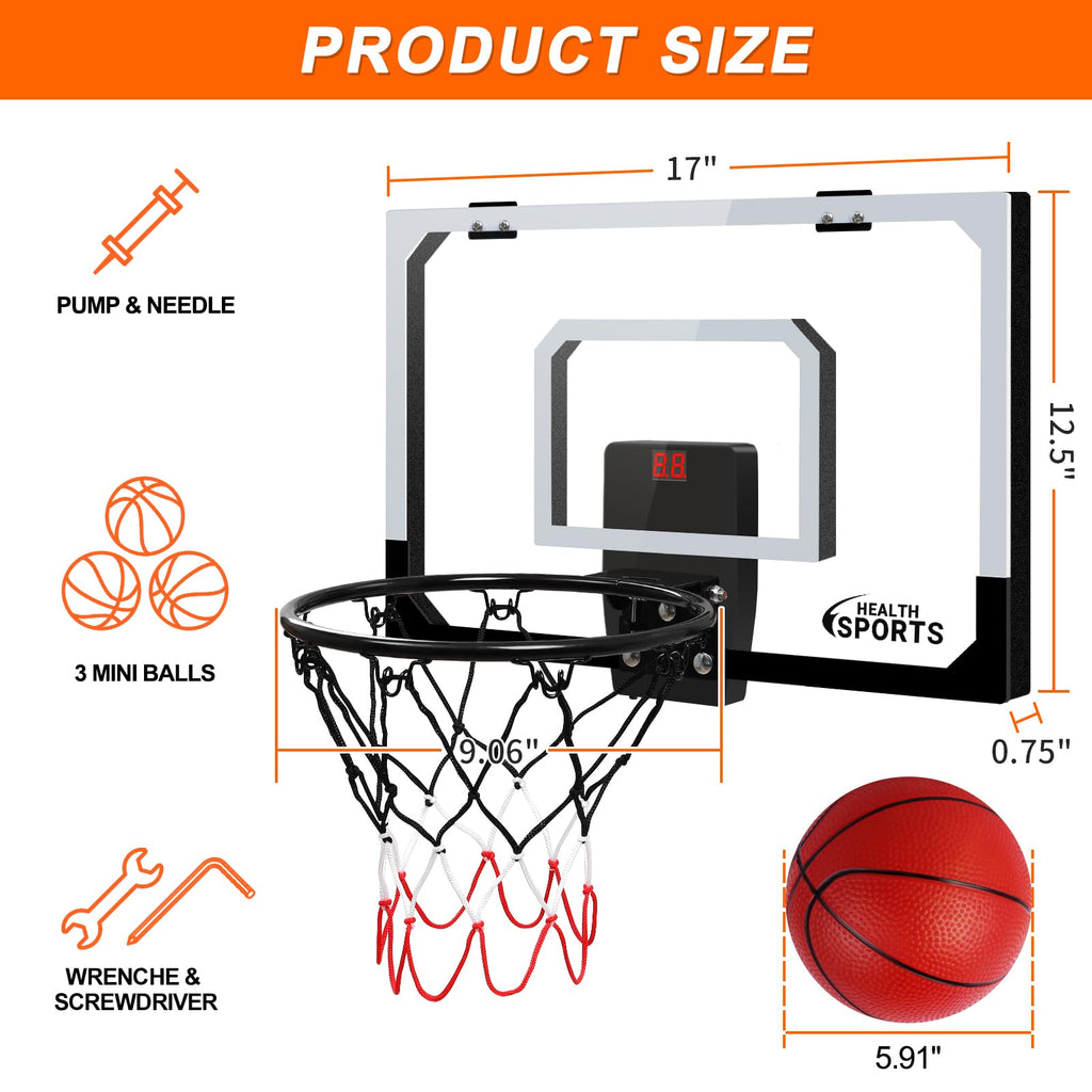 Over The Door Basketball Hoop With Electronic Scoreboard Indoor Basketball Hoop For Kids And Adults Bedroom Basketball Hoop Offi