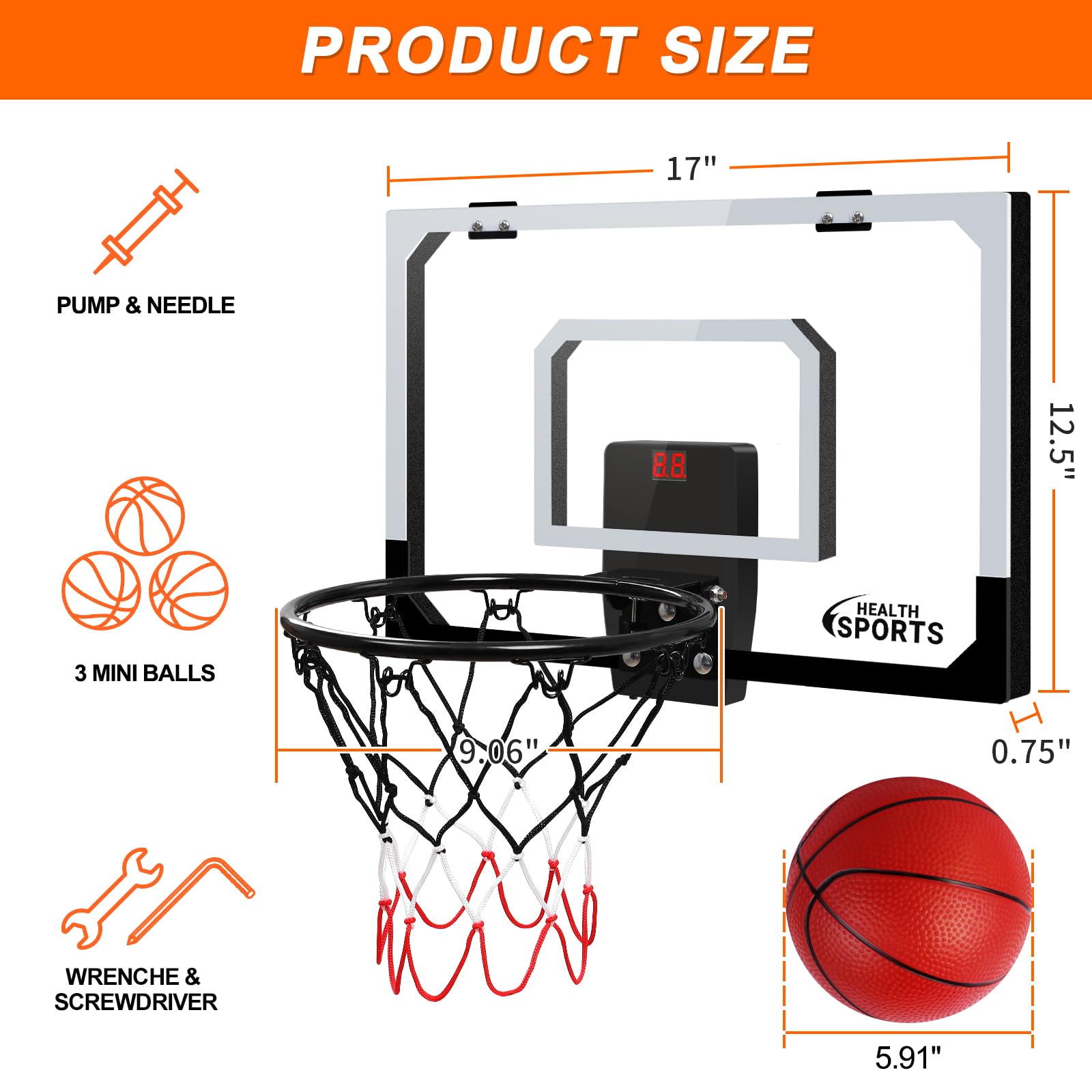 Over The Door Basketball Hoop With Electronic Scoreboard Indoor Basketball Hoop For Kids And Adults Bedroom Basketball Hoop Offi