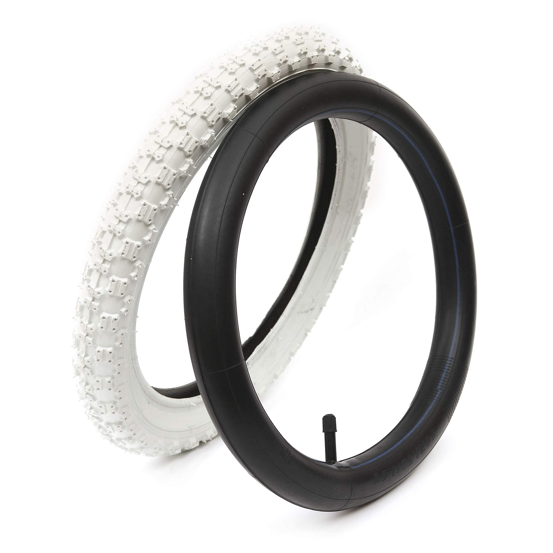 (2 Sets) 18    X 2.125 Kids Bike Replacement White Tires And Tubes - Compatible With Most 18    Kids Bikes Like Royalbaby, Joyst