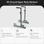 Balancefrom Multi-Function Dip Stand Dip Station Dip Bar With Improved Structure Design, 500-Pound Capacity, Gray