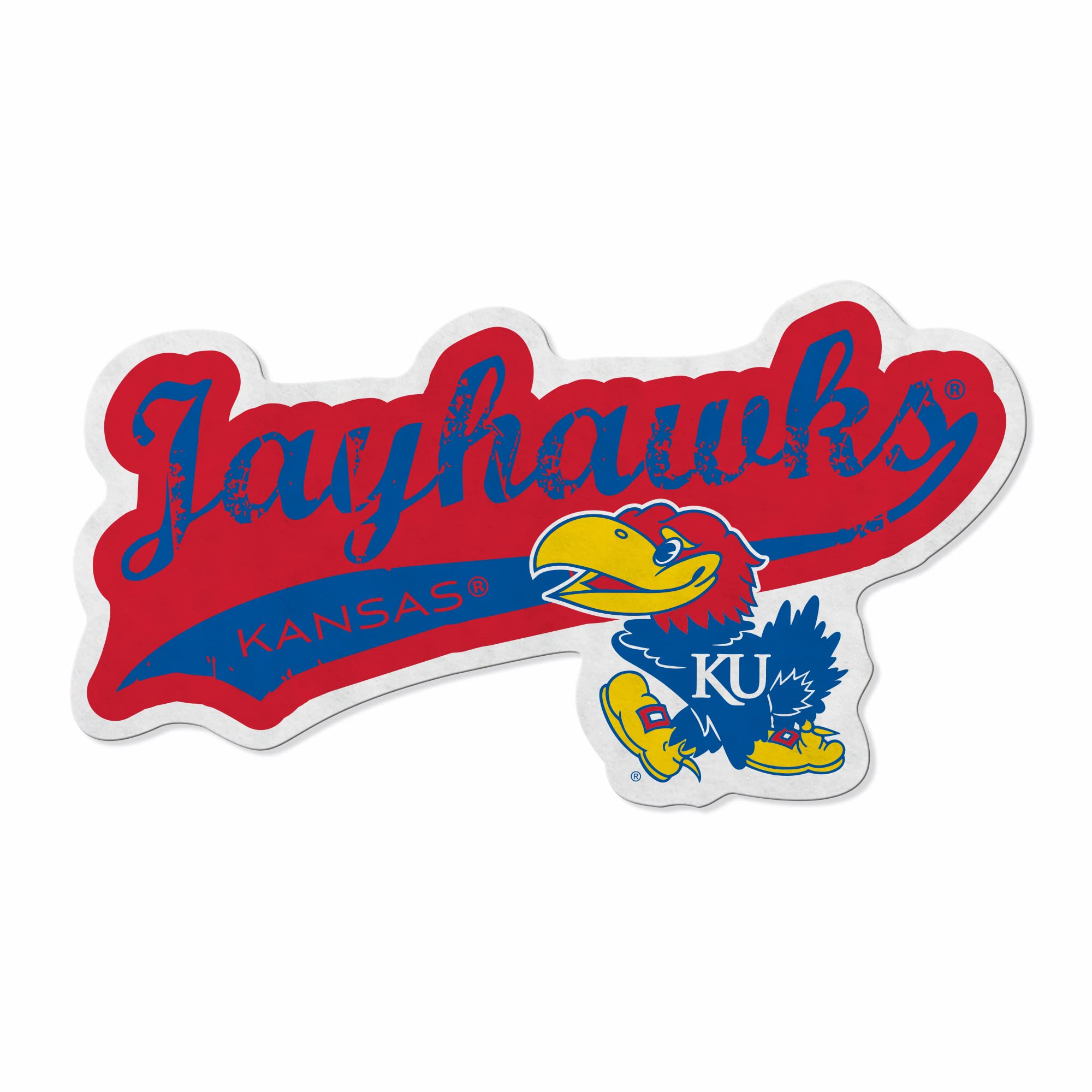 Rico Industries Ncaa Kansas Jayhawks Distressed Shape Cut Pennant - Home And Living Room D  Cor - Soft Felt Ez To Hang