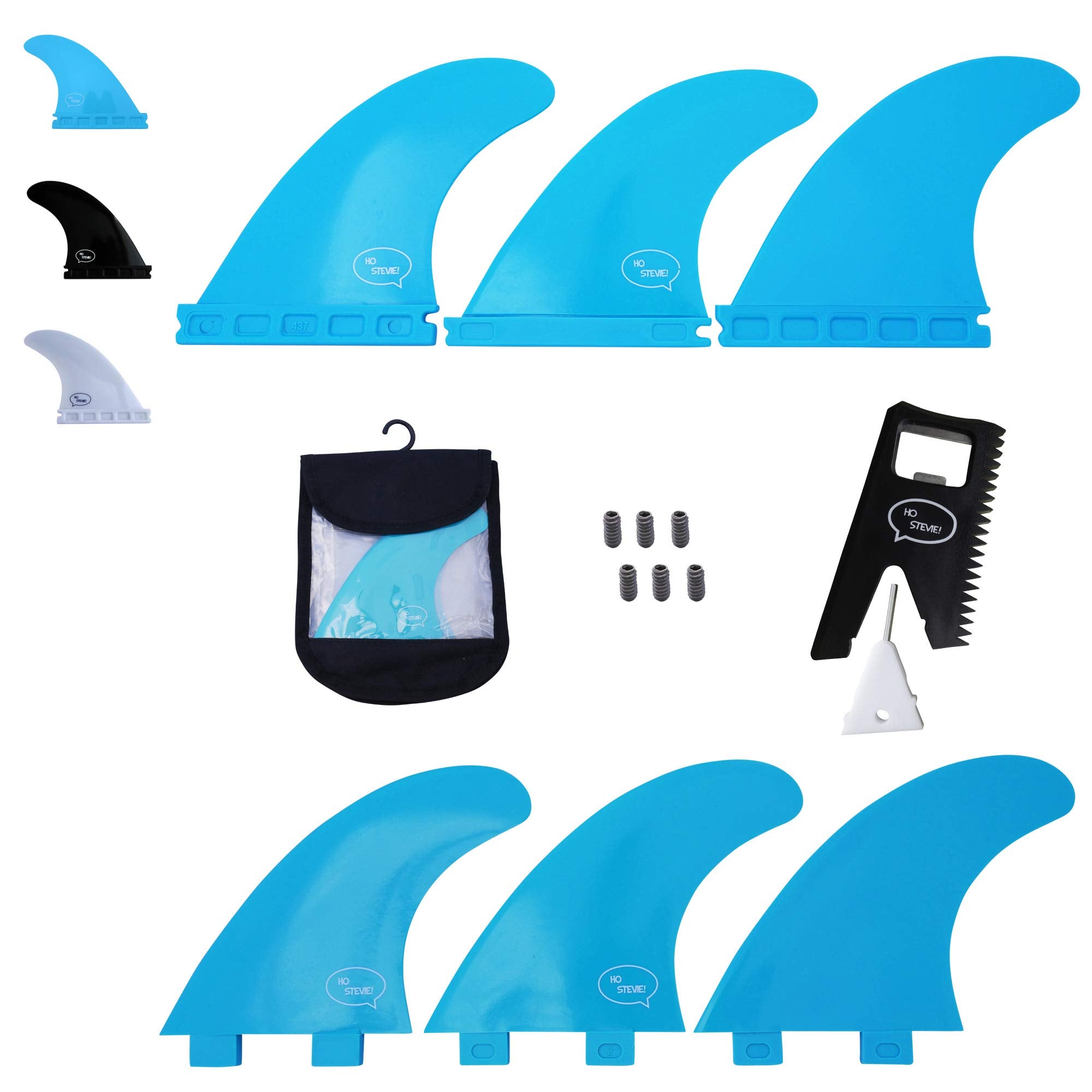 Ho Stevie! Frp Thruster (3) Surfboard Fins - Stronger Than Regular Nylon Fins - Includes Fin Bag, Screws, Wax Comb And Fin Key