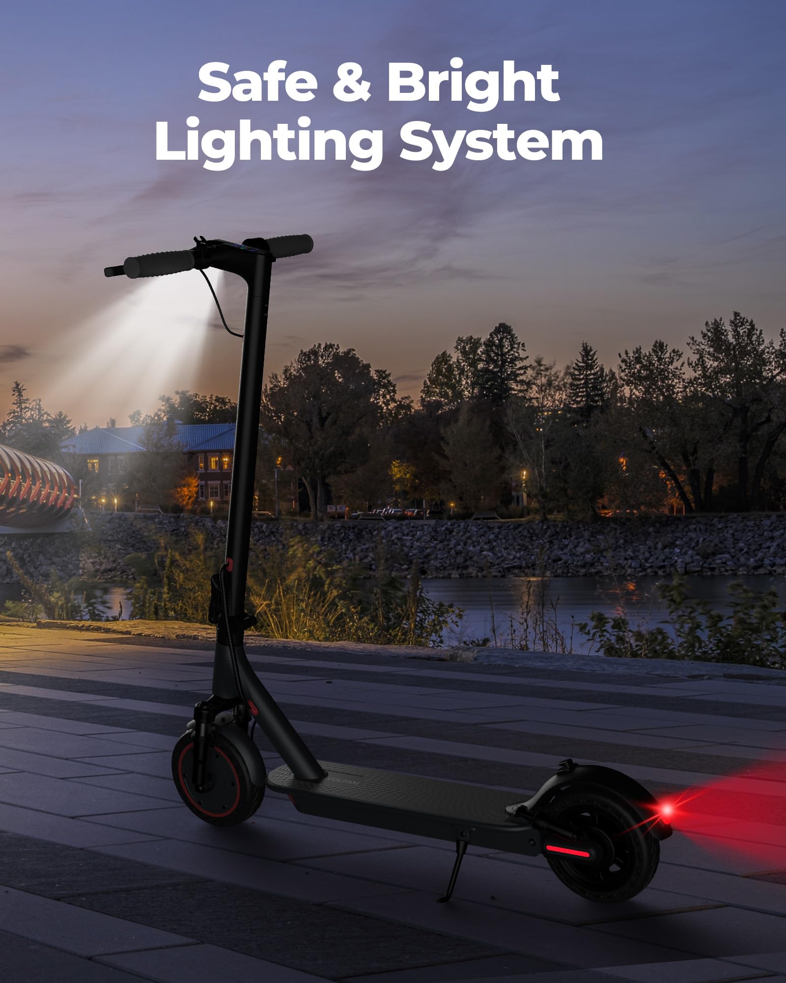 Electric Scooter, 350W Motor, Dual Suspension Kick Scooter, 23 Miles Long Range & 19 MPH & 8.5 Solid Tires, Foldable E Scooter w