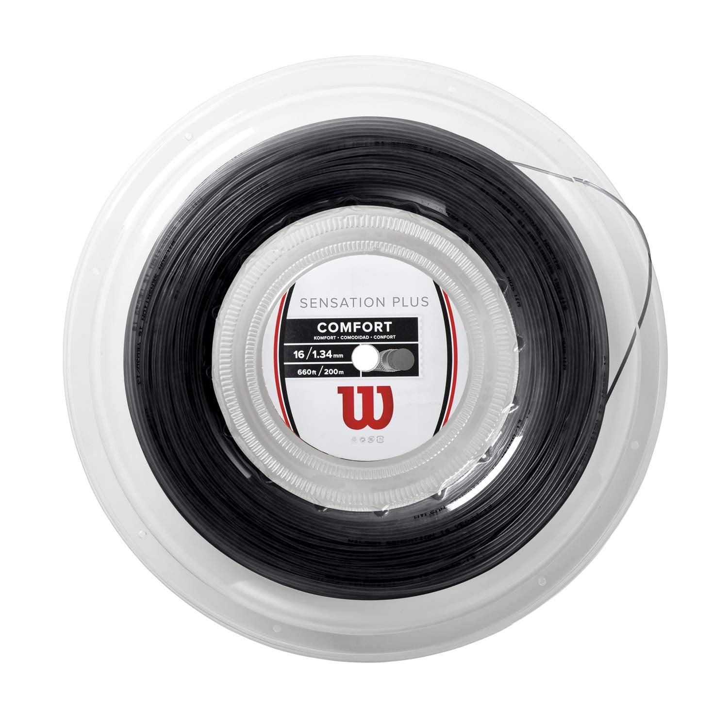 Wilson Sensation Plus 16 Tennis String - 200M Reel, Black