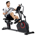 Sunny Health & Fitness Electromagnetic Recumbent Cross Trainer Exercise Elliptical Bike W/Arm Exercisers, Easy Access Seat & Exc