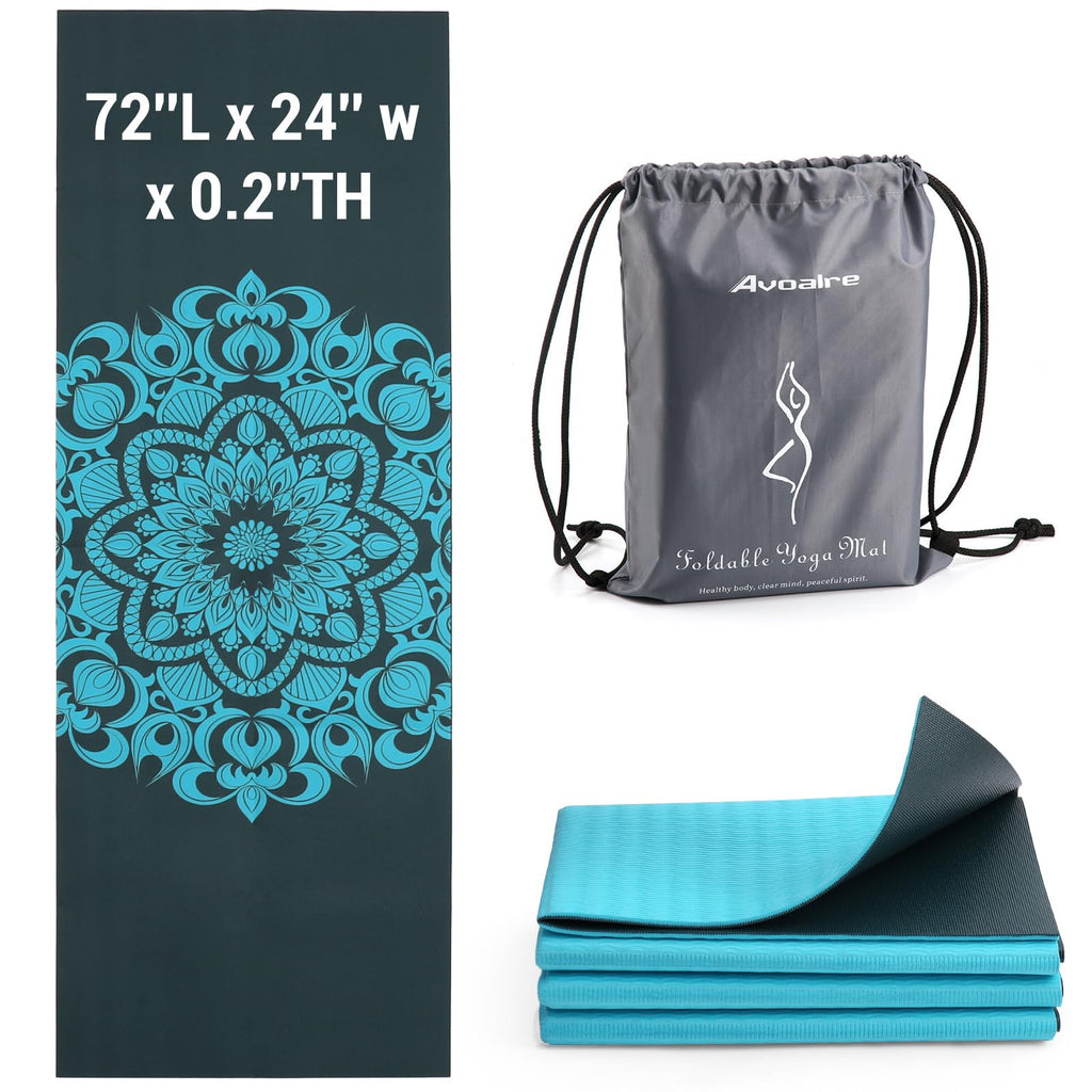 Avoalre Foldable Travel Yoga Mat Print | 5Mm & 6Mm Thick Large Pilates Mat | Non-Slip High Density Floor Exercise Mat For Home W