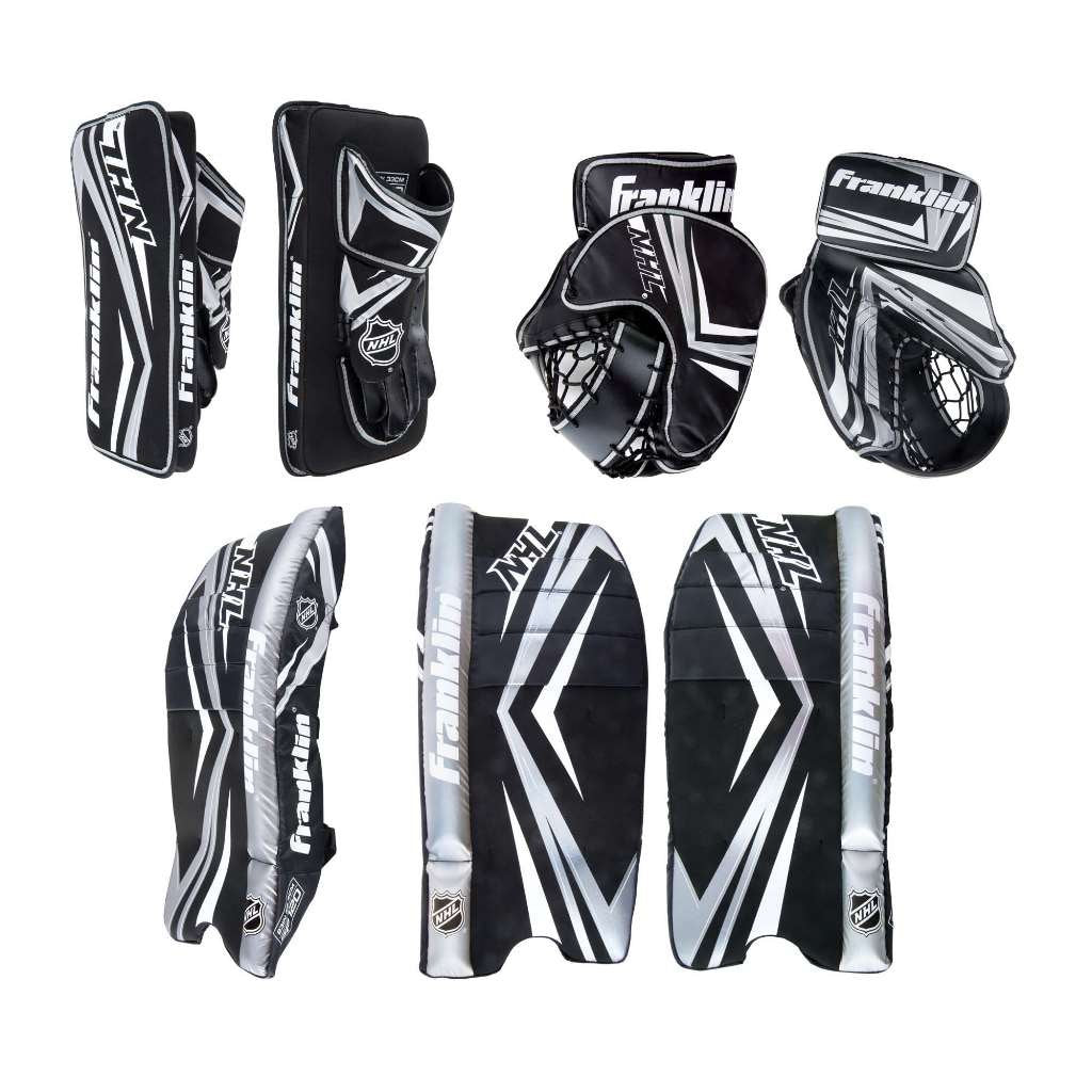 Franklin Sports Kids Street Hockey Goalie Pads Set - Youth Street Hockey Goalie Gear - Junior Blocker, Glove + Pads - Comp100 Ad