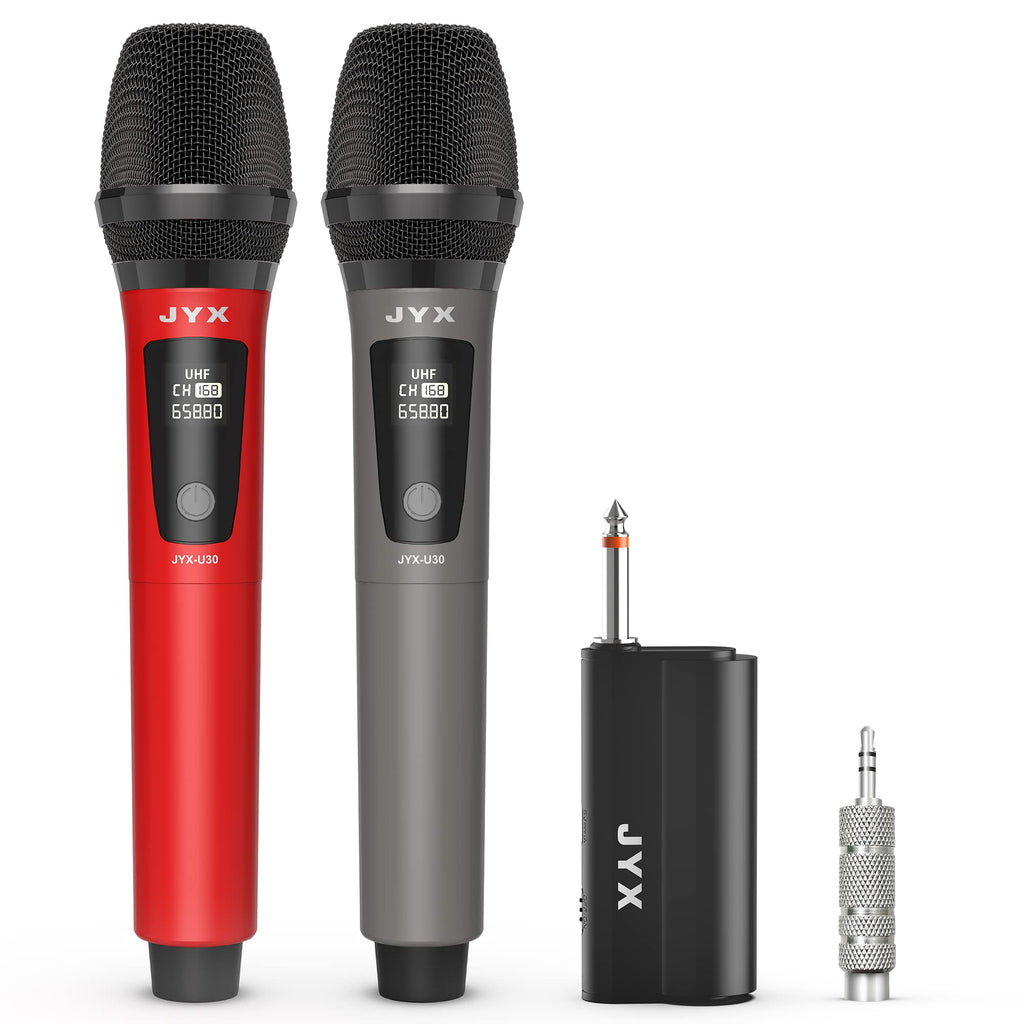Fanfun Wireless Microphones, Dual Uhf Handheld Dynamic Mic With Receiver, 635Mm(14)Output,35Mm (18) Adapter,160Ft Range, Metal R