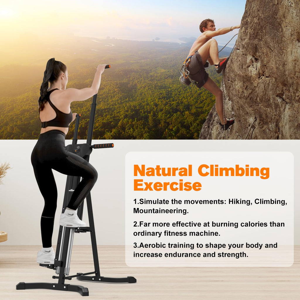 Vertical Climber Exercise Machine For Home Gym With 4 Metal Guide Rails Folding Exercise Climber Cardio Workout Machine 5-Level