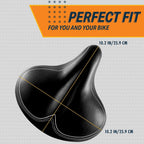 Bikeroo Oversized Bike Seat - Peloton Seat Cushion - Bicycle Saddle Replacement - Wide Cushioned Comfortable Seat For Men & Wome