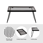 Campmax Folding Campfire Grill Grate, Portable Heavy Duty Steel Over Fire Camp Grill For Outdoor Camping Cooking Fire Pit, Black