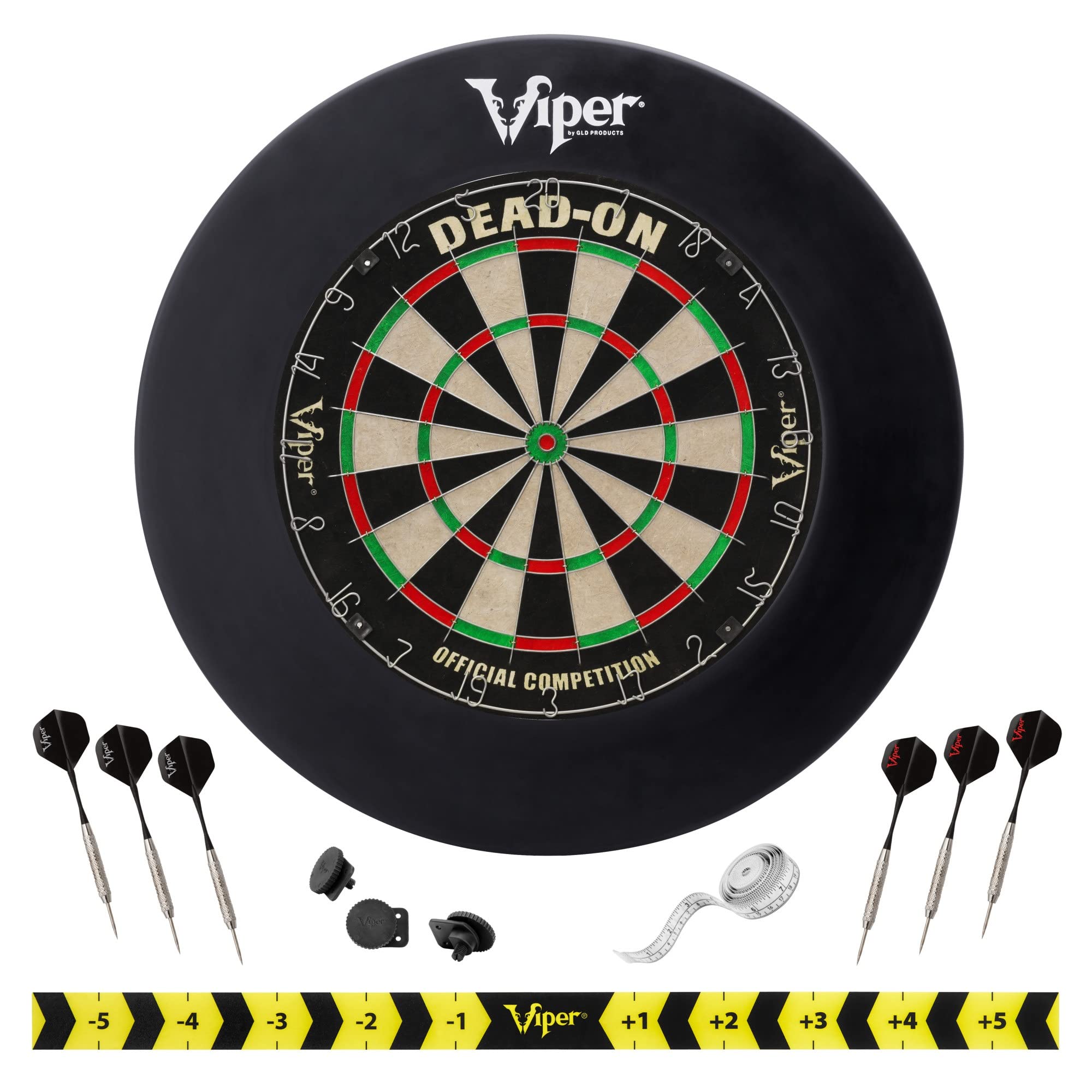 Viper By Gld Products Dead On Sisal Dartboard, Two Sets Starter Darts, Throw Line, Viper Defender, Black