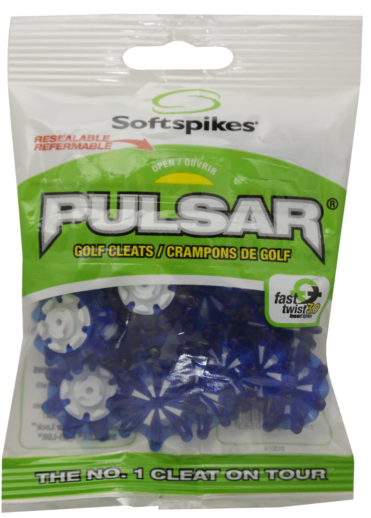 Softspikes Golf Spikes Fast Twist 30 Softspikes Pulsar Golf Cleats, Blue, Clamshell Us