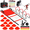 Agility Speed Training Equipment Set - 20Ft Speed Ladder, 12 Cones, 4 Adjustable Hurdles, Jump Rope, Parachute, 3 Resistance Ban