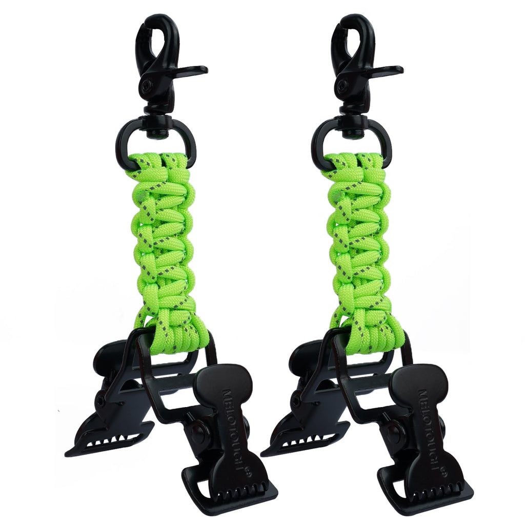Melotough Tactical Glove Holder Work Glove Belt Clip With 2 Alligator Clips For Hiking,Camping,Hunting,Outdoor Activities (Lime