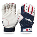 Franklin Sports Mlb Batting Gloves - 2Nd Skinz Youth Batting Gloves - Baseball + Softball Gear - Kids White/Navy Pair - Youth Me
